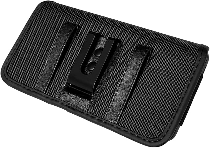 Nylon Cellphone Holster for iPhone SE (4.7"), iPhone 5, 5S - Horizontal Case Canvas Waist Carrying Pouch with Belt Clip/Loops, Black
