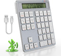 2-in-1 Wireless Number Pad & Calculator, Bluetooth 5.0 Numeric Keypad with USB-C Charging, 34-Key Portable Number Pad for Laptop, MacBook, PC, Windows, iOS & Android Devices