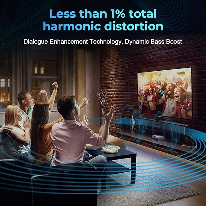 OXS S3 Sound Bars for TV, Home Theater Audio with Dynamic Bass, 3D Surround Sound System TV Sound Bar, TV Speakers, Bluetooth 5.0/Aux/Optical/Coaxial, 80-Watt, 3Eqs, Wall Mountable, Black