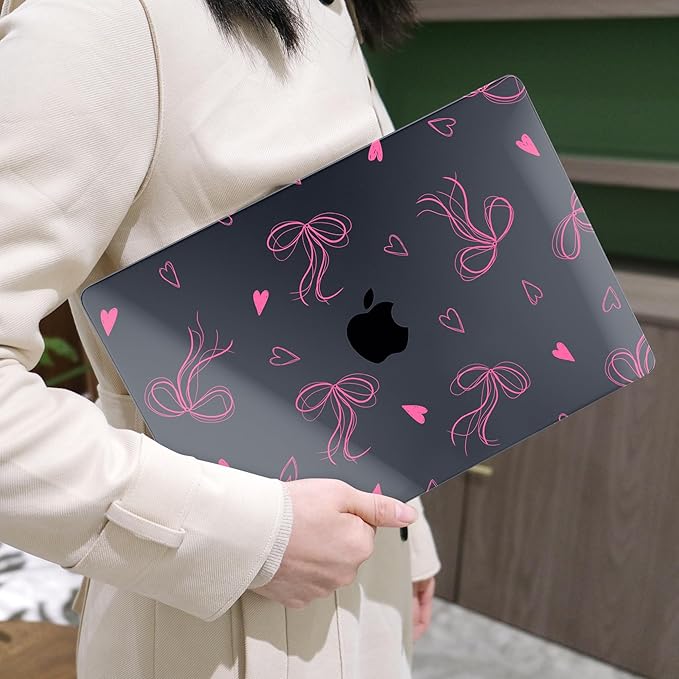 MEEgoodo for MacBook Air 13 inch Case 2021 2020 2019 2018 Released A2337 M1 A2179 A1932 with Touch ID, Plastic Hard Shell & Keyboard Cover Compatible with MacBook Air Case 13.3, Ribbons Bow