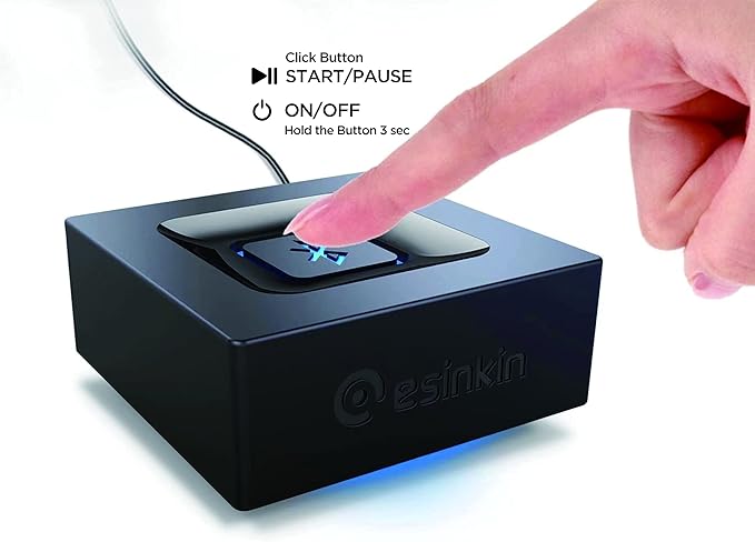 esinkin Bluetooth Audio Adapter for Music Streaming Sound System, Wireless Audio Adapter Works with Smartphones and Tablets, Bluetooth Receiver for Home Stereo
