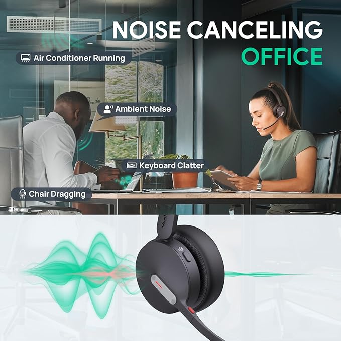 Yealink BH70 Mono Wireless Headset with Mic for Work, Bluetooth Headphone Teams Certified, up to 35h Talk Time, 91g Lightweight Comfort, USB-C to A