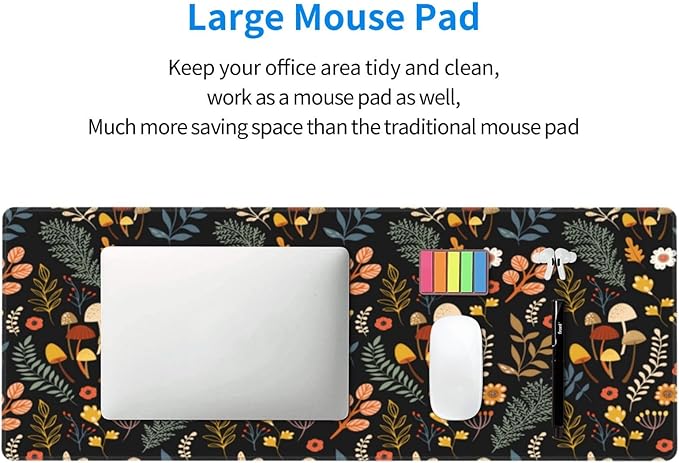 Gaming Mouse Pad Floral Desk Mat, Botanical Mouse Pad, Vintage Desk Mat, Wildflower Mouse Pads, Nature Desk Decor, Garden Desk Pad 31.5×11.8