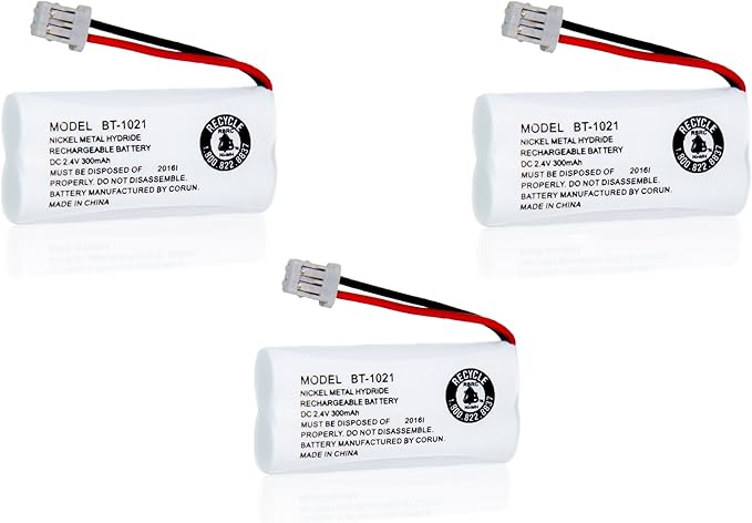 JustGreatDealz Battery BT-1021 BT1021 BBTG0798001 for Uniden Cordless Handset Telephones (3-Pack)