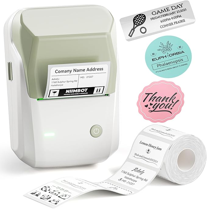 NIIMBOT B1 Label Maker Machine with Tape, Thermal Label Printer Easy to Use for Office, Home, Business, 2 Inch Label Maker with 2'' x1.18'' Labels-230pcs/Roll