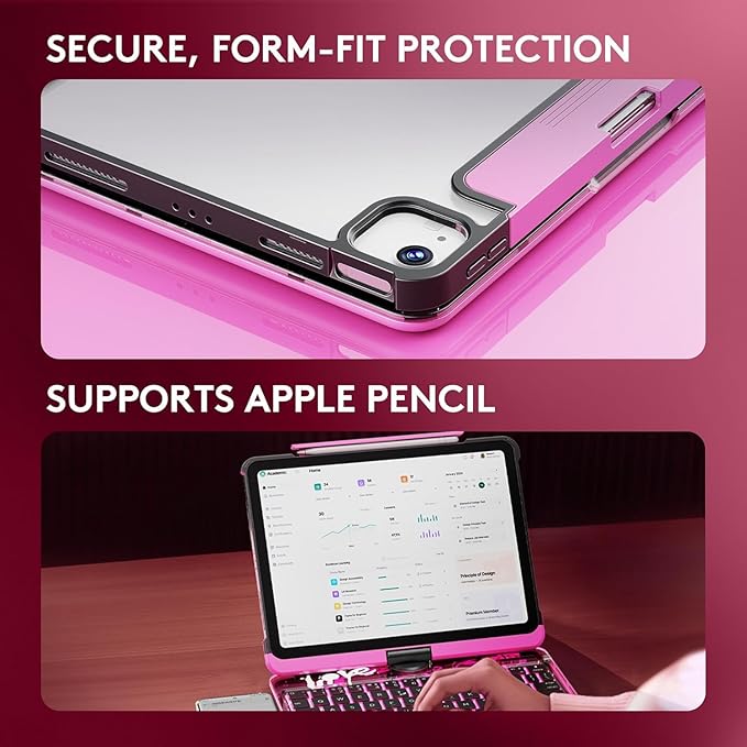 KITONE Transparent Case with Wireless Keyboard only for 2024 iPad Pro 11-in.(M4), 7 Colors Backlight, Trackpad, 360°Rotating Stand for iPad Pro 11(5th Gen), Tech Style