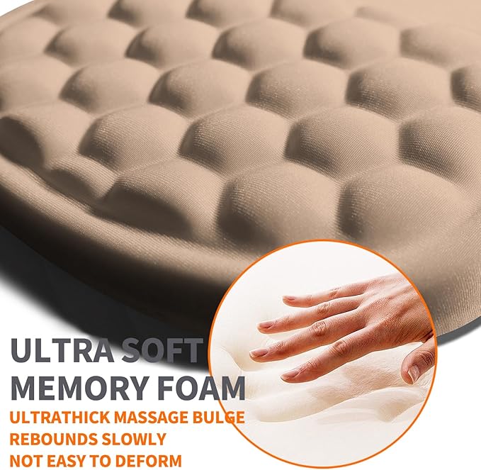 Ergonomic Joint Wrist Support Mouse Pad with Memory Foam Cushion Massage Bump, Carpal Tunnel Pain Relief Mousepad Slope Design for Wrist Rest, 11.8x7.9 in, Tan