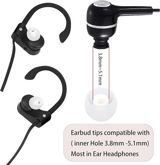 Silicone Replacement Earbud Tips Earbud Caps Fit Most in-Ear Earbuds(Inner Hole 3.8mm -5.1mm) Headphone Ear Tips Earbud Covers 9 Pairs S M L