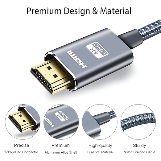 LEADSTAR HDMI Cable 4K 20 ft / 6m, High Speed HDMI 2.0 Cord Braided | 4K@60Hz, Ultra HD, 2160p, ARC, HDR, 3D, HDCP 2.2 | for Xbox, PS5, TV, Laptop, Monitor