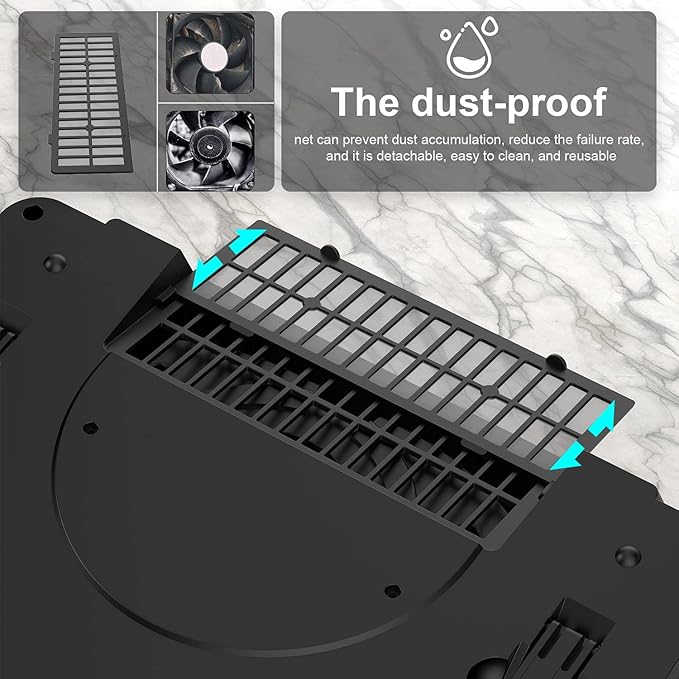 GT500 Powerful Turbo-Fan (5000 RPM) Laptop Cooling Pad with Infinitely Variable Speed,Seal Foam for Rapid Cooling Gaming Laptop,13-17.3inch Laptop Cooler with 3-Port USB Hub