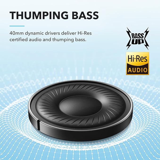 Soundcore by Anker Q20i Hybrid Active Noise Cancelling Headphones, Wireless Over-Ear Bluetooth, 40H Long ANC Playtime, Hi-Res Audio, Big Bass, Customize via an App, Transparency Mode