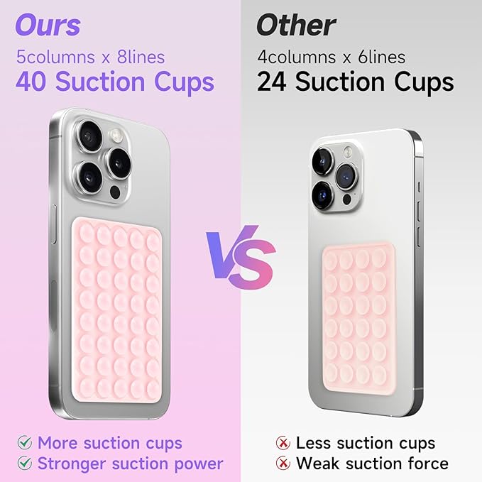 Silicone Suction Phone Case Mount, Non Slip Suction Cup Phone Mount, Phone Accessories Holder for Selfies and Videos, Silicon Adhesive Phone Stand Sticky for Cell Phone Dark Pink
