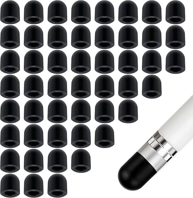 50Pcs Replacement Nibs for Touch Screen Pen, Rubber Tips for Stylus Pens, Soft, No Scratches, Sensitivity and Precision, Universal Stylus Ends (0.24inch/6mm)
