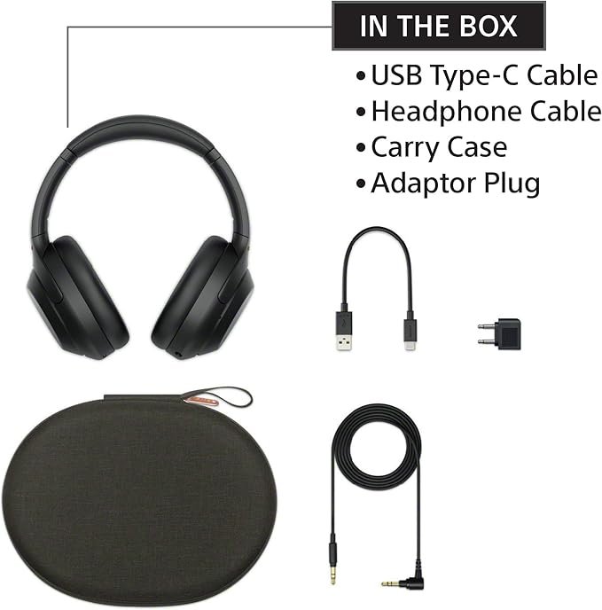 Sony WH-1000XM4 Wireless Premium Noise Canceling Overhead Headphones with Mic for Phone-Call and Alexa Voice Control, Black WH1000XM4
