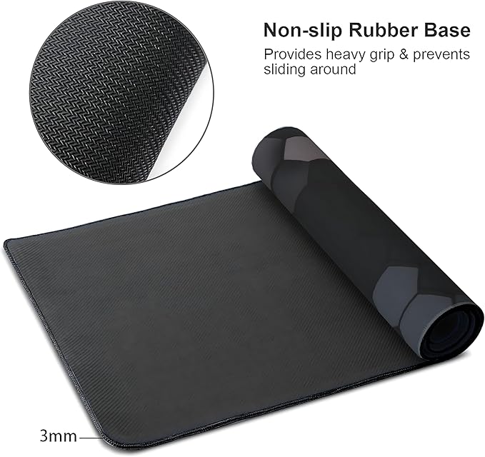 Hexagon Honeycomb Large Mouse Pad,Gaming Keyboard Desk Pad,Extended Mouse Mat Non-Slip Rubber Base with Stitched Edges for Office Game Home XXL 35.4"x15.7"