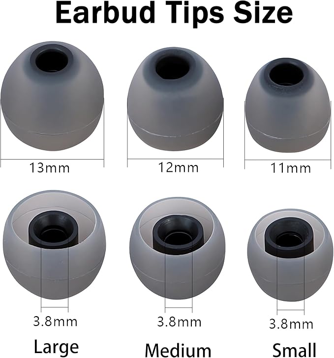 Silicone Earbud Tips Replacement Ear Tips Earbud Covers Fit Most in-Ear Earbuds(Inner Hole 3.8mm -5.1mm) Headphone Earbud Rubber Tips9 Pairs S M L