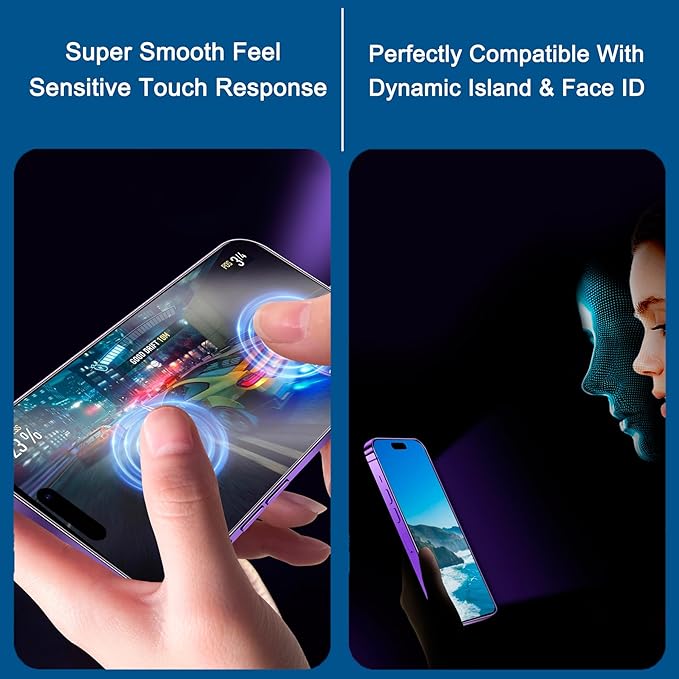 2 Pack Matte Privacy Screen Protector for iPhone 15/iPhone 16, [Auto-Dust Removal and Auto-Alignment] Anti-Spy Anti-Glare Anti-Fingerprint Tempered Glass Film 6.1", Smooth & Sensitive Touch