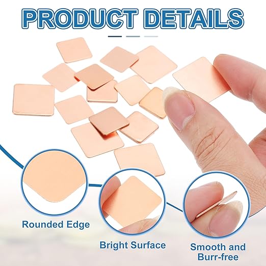 PATIKIL Copper Heatsink Pad Shims, 24 Pcs 15x15x0.3mm Copper Pad Shim IC Chipset GPU CPU Thermal Heatsink for Cooling Laptop Desktop Computer
