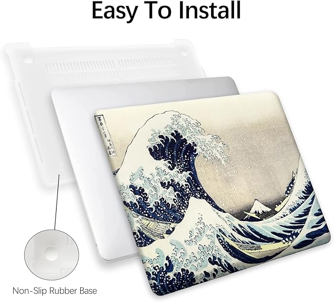Berkin Arts for MacBook Pro 16 Inch Cover A3403 A3186 A2991 A2780 A2485 (2024-2021) with M4/M3/M2/M1 Pro/Max Chip with Keyboard Cover & Screen Protector Ukiyo-e (The Great Wave by Hokusai)