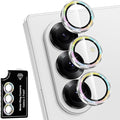 for Samsung Galaxy Z Fold 7 Camera Lens Protector, Individual Metal Ring Tempered Glass Lens Cover, [Strong Adsorption] Scratch Resistant Ultra-Thin HD Clear Lens Cover, 1 Set-Colorful Sparkly