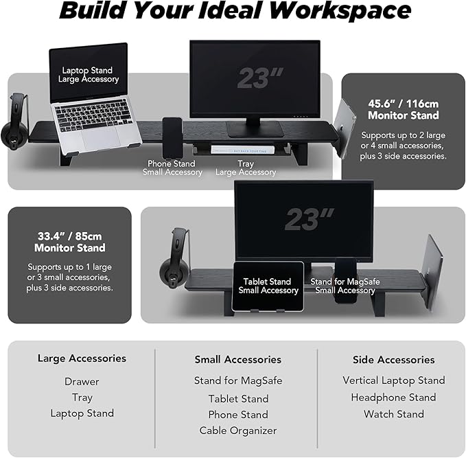 Moodular Add-ons Phone Stand for Magsafe (Charger Not Included) [Accessory Only - Requires Moodular Wooden Monitor Stand Slide Rails for Use] Black MSA-MS