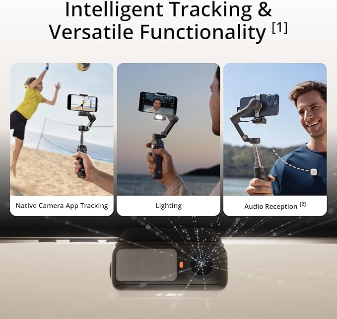 DJI Osmo Mobile 7P Gimbal Stabilizer for iPhone, Android, Native Tracking, Lighting, 3-Axis Phone Gimbal, Quick Launch, One-Tap Edit, Built-in Extension Rod & Tripod, 10hrs Use, Phone Charging