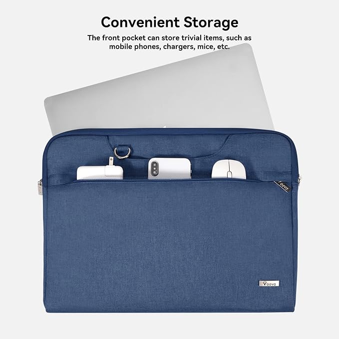 Voova Laptop Bag 13 14 Inch, Waterproof Computer Sleeve Carrying Case with Shoulder Straps & Handle Compatible with Macbook Air 13 M2/M3/M4, MacBook Pro 13/14, HP Dell Lenovo Chromebook 14, Blue