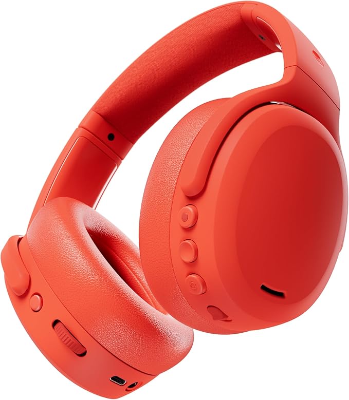 Skullcandy Crusher ANC 2 Wireless Over-Ear Bluetooth Headphones with Multi-Sensory Bass, Active Noise Cancelling, Up to 60 Hours Battery, Microphone for iPhone Android - Plasma