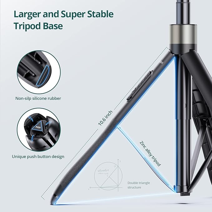ATUMTEK 65" Selfie Stick Tripod, All in One Extendable Phone Tripod Stand with Bluetooth Remote 360° Rotation for iPhone and Android Phone Selfies, Video Recording, Vlogging, Live Streaming, Black