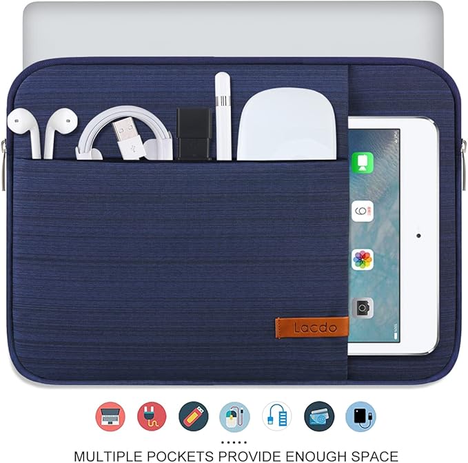 Lacdo Chromebook Case 11 Inch Laptop Sleeve for 11 Inch Acer HP Lenovo Dell Samsung ASUS Chromebook Spin 3 11, 13 inch New Surface Pro 11 Copilot+PC / 10 9 8 X, 11.6" MacBook Air Computer Bag, Blue