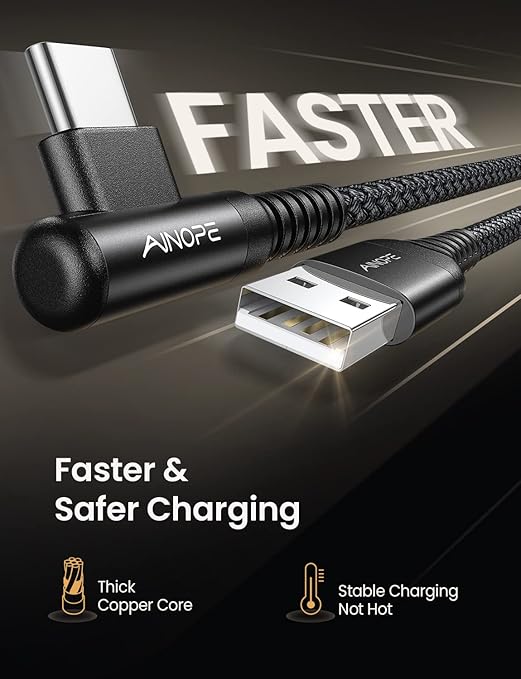 AINOPE USB Type C Cable [4-Pack 3.3ft/3.3ft/6.6ft/10ft] 3.1A Fast Charging USB to USB C Cable, Nylon Braided USB C Charging Cable Compatible with Galaxy S21+ Ultra, iPad mini/Air/Pro, Pixel 6X