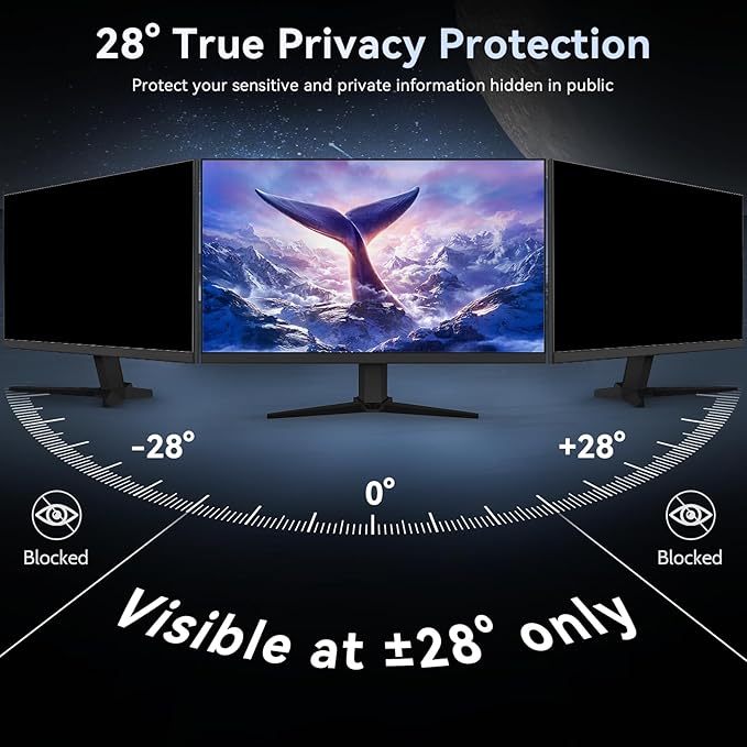 [2-Pack] 23.6 Inch Computer Privacy Screen Filter for 16:9 Widescreen Monitor, Removable Eye Protection Anti Glare Blue Light Filter Privacy Shield, Anti Scratch Anti Spy Screen Protector Film 23.6 In
