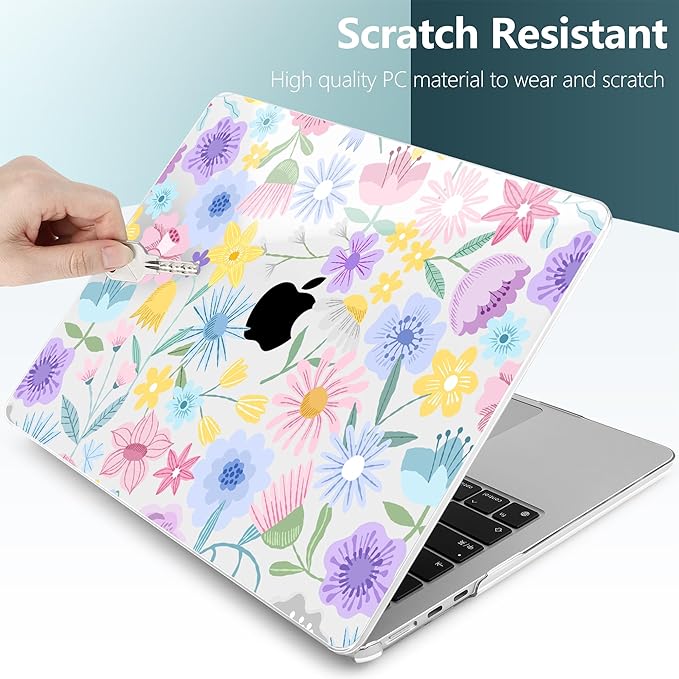TWOLSKOO Compatible with M4 MacBook Air 15 inch Case 2025-2023 Released Model M4 A3241 M3 A3114 M2 A2941, Plastic Hard Shell & Screen Protector & Keyboard Cover & Type C Adapter, Flying Astronauts