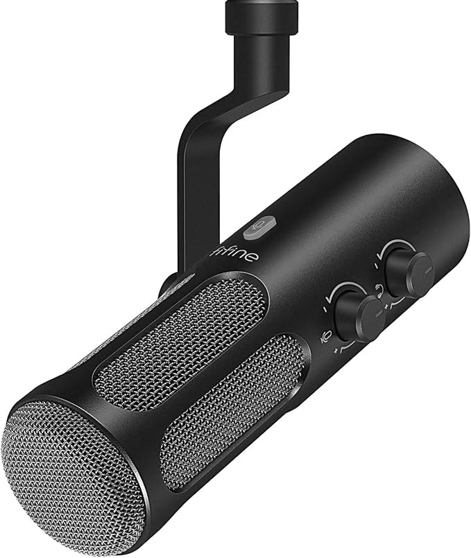 FIFINE XLR/USB Podcast Dynamic Microphone for Streaming, Studio XLR Microphone, PC Streamer Mic All Metal with Mute Button, Headphone Jack, for Vocal Voice Over Music Recording-AmpliTank Tank3