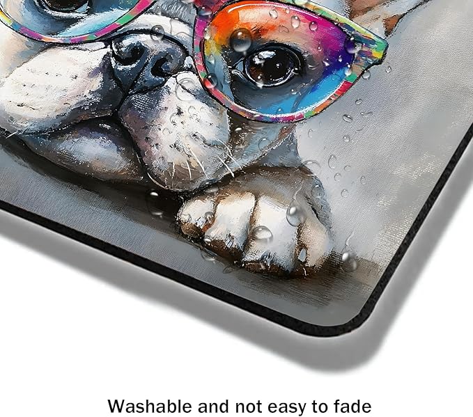 Mouse Pad, Cute Watercolor Bulldog Dog Mouse Pads for Desk, 9.5" x 7.9" Non-Slip Rubber Base Computer Mousepad with Women, Portable Square Design for Wireless Mouse and Pad Laptop Office & Travel