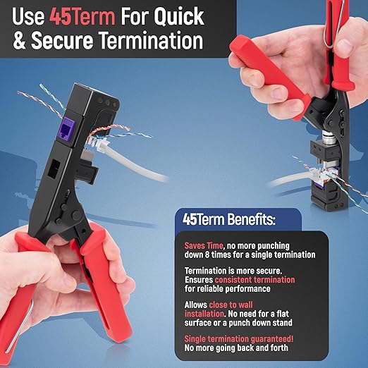 Everest 45° Angled RJ45 Cat6 Keystone Jacks 10-Pack in Purple - Slim Profile Female RJ45 Connectors - Cat 6 Keystone Jack - Compatible with 45° Angled Speed Termination Tool - 45Term (B0BL3GS7ZY)