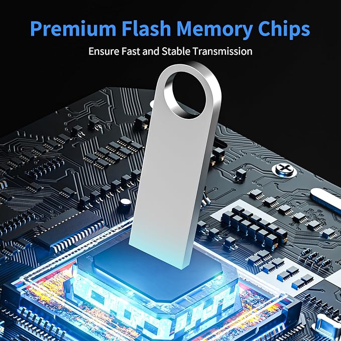 USB 3.0 Flash Drive 64GB 5 Pack, Wooolken High Speed USB 3.0 Thumb Drives Sleek Metal Flash Drives with Keychains, Memory Stick, USB Drive for PC/Computers/Mac/Laptops