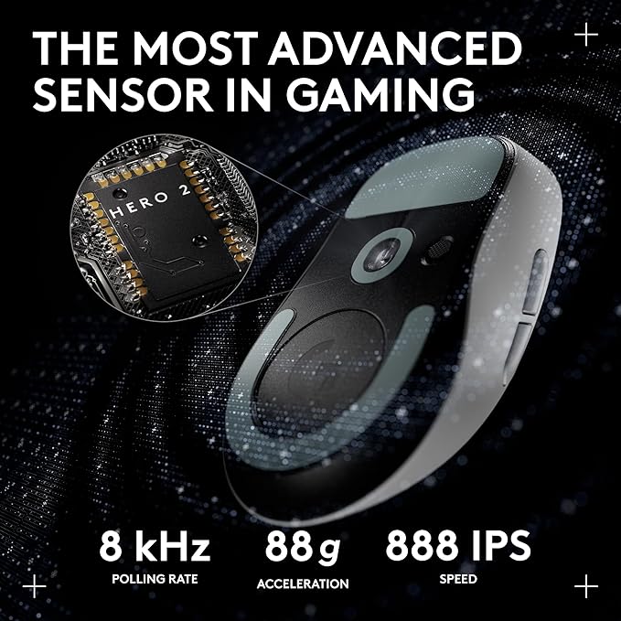 Logitech G PRO X Superlight 2 DEX Wireless Gaming Mouse, 60g pro-Grade Right-Handed Mouse with 5 programmable Buttons, USB-C Charging, 44k DPI Sensor, up to 8 kHz Polling for PC/Mac - White