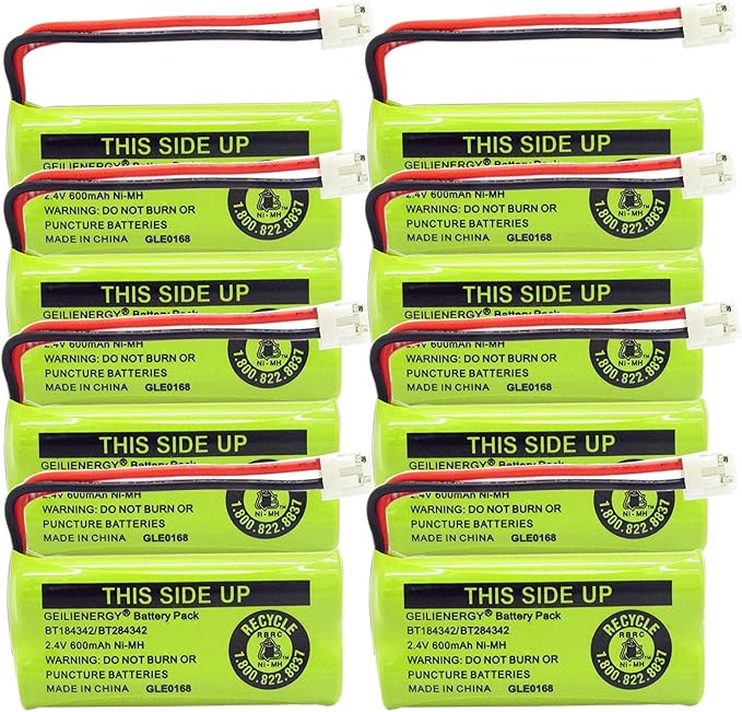 BT184342 BT284342 Rechargeable Phone Battery Compatible with for AT&T BT18433 BT28433 BT-8300 BT1011 BT1018 Vtech 89-1326-00-00/89-1330-01-00/Empire CPH-515D (8-Pack 184342 Batteries)