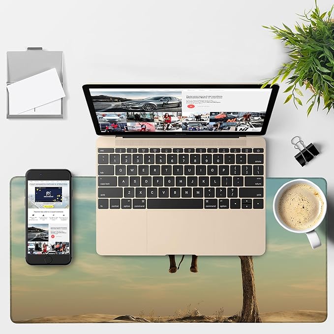 A Elephant Gaming Mouse Pad 3mm Thick Stitched Edge Waterproof Non-Slip Large Computer Keyboard Mouse Mat,Suitable for Office Entertainment Decorative Desk Pad 35.4 x 15.7 Inches