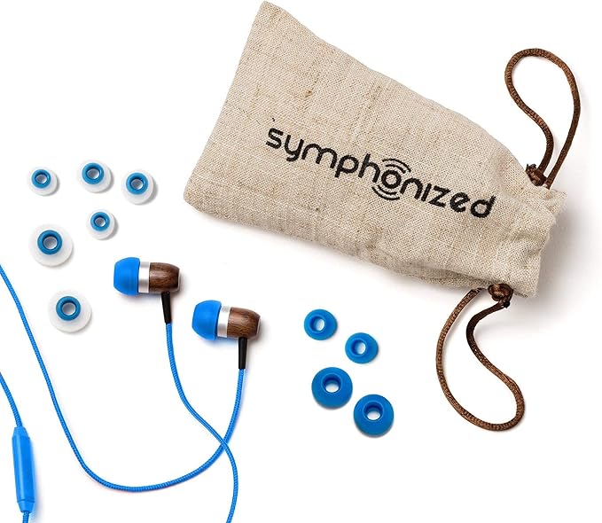 Symphonized Premium Wooden Earphones Wired (3.5mm Jack) Deep Bass Sound, 3D Sound, Microphone Volume Control, 90% Noise Cancelling for Type C Devices. Earphones for Android