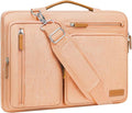 MOSISO 360 Protective Laptop Shoulder Bag,15-15.6 inch Computer Bags Compatible with MacBook Pro 16 inch, HP, Dell, Lenovo, Asus Notebook,Side Open Messenger Bag with 4 Zipper Pockets, Pastel Orange