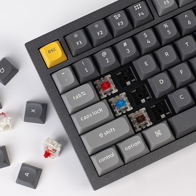 Keychron Q1 RGB Wired Custom Mechanical Keyboard Knob Version, 75% Layout QMK/VIA Programmable with Hot-swappable Gateron G Pro Brown Switch Double Gasket Compatible with Mac Windows Linux (Grey)