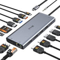 Docking Station Dual Monitor for Dell/HP/Lenovo Laptop,8K HDMI Adapter Docking Station 3 Monitors USB C Hub Multiple Adapter with 2 HDMI+8K DP+10G USB A/C+100W PD+Ethernet+SD/TF+Audio for iPhone 15