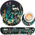Mouse Pad with Wrist Rest Set, Qomolama 3-in-1 Wrist Support Mouse Pad Set, Floral Gaming Mousepad with Anti-Skid Base,Ergonomic Mouse Pad,Memory Foam Keyboard Gel Wrist Rest