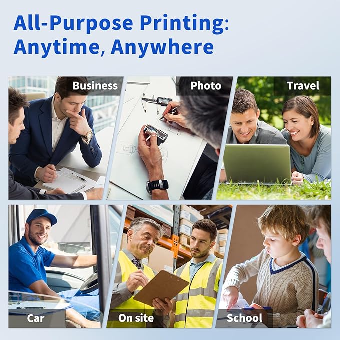 JADENS Bluetooth Thermal Printer, Support 8.5" X 11" US Letter, Portable Printers Wireless for Travel, Inkless Printer Compatible with iOS, Android, Mobile Printer for Home, Office, School