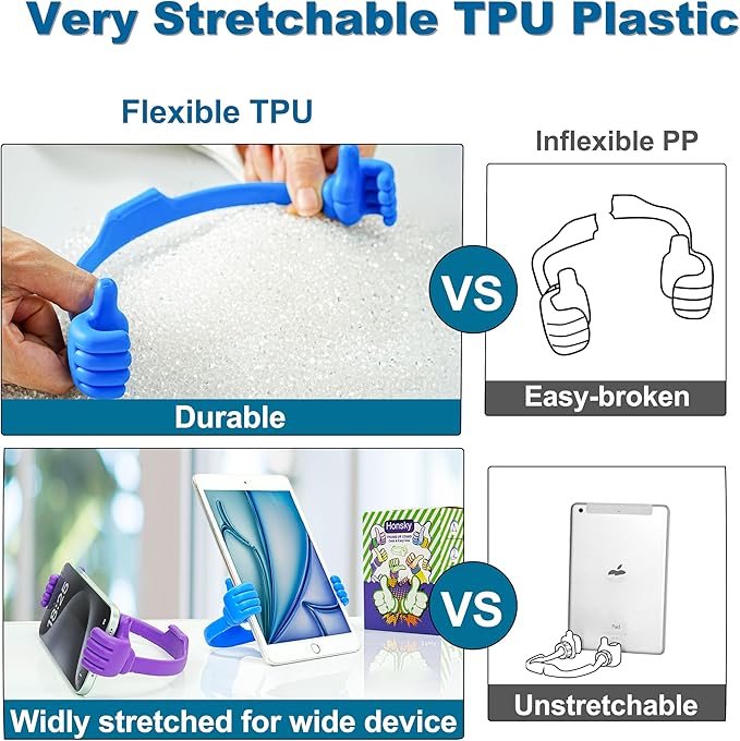 Honsky Thumbs up Cell Phone Stand,Stocking Stuffers Idea,Ok Stand Tablet Stand Cradle for Desk,Smartphone Cellphone Mobile Phone Tablets - Universal Adjustable Flexible - Light Blue