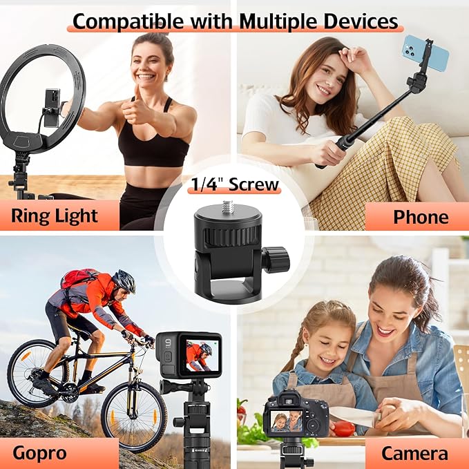 70" Phone Tripod & Selfie Stick, Extendable Tripod for iPhone Stand with Wireless Remote, Lightweight Travel Stand for Vlogging/Live Streaming, Compatible with iPhone Android, Cameras