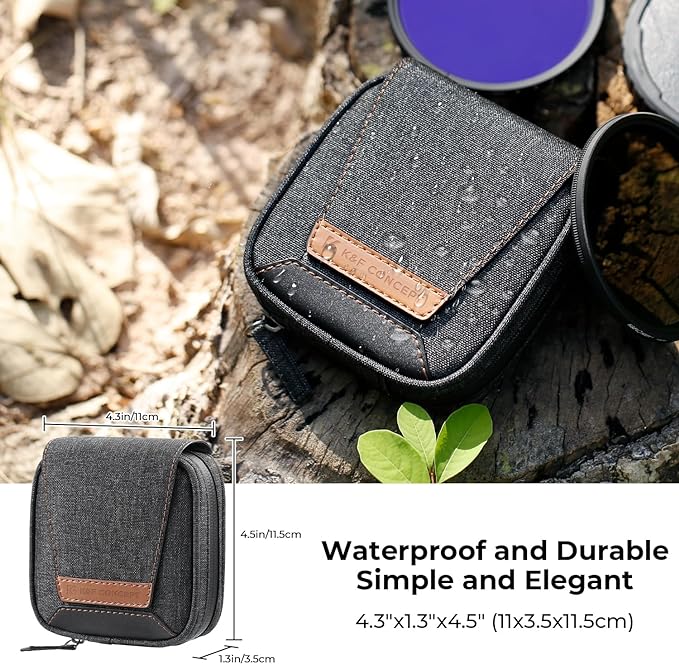 K&F CONCEPT 4 in 1 Basic Model Lens Filter Pouch Up to 95mm solar filter Pouch Case Camera Lens Filter Storage Wallet for ND UV CPL Filter Waterproof Filter Case