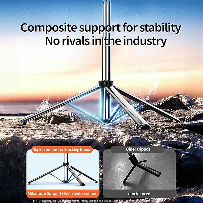 Auto Face Tracking Tripod with 360 Rotation Stand, 70.9" Ai Motion Tracking, Selfie Stick Rotation with Remote, Motion Sensor Phone Stand, for Vlog/Live Stream/Video Recording